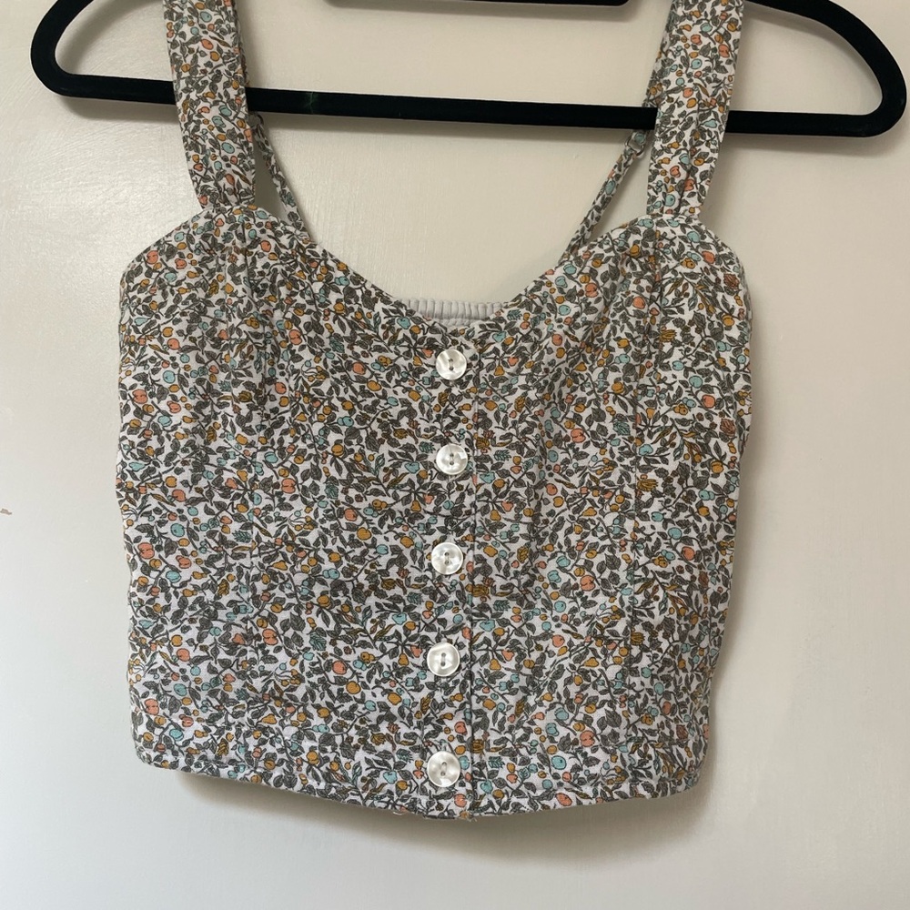 Abercrombie & Fitch Brown and White Smocked Sleeveless Tank Top